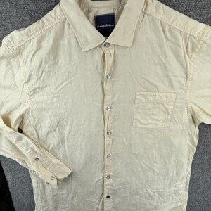 Tommy Bahama Button Up Shirt Men Long Sleeve Yellow XL All Cotton Woven Adult